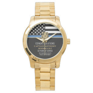 Thin Blue Line Law Enforcement Police Retirement Horloge