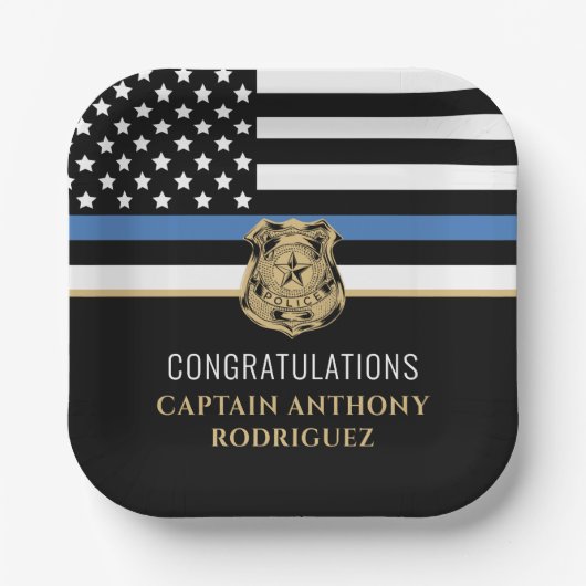 Thin Blue Line Law Enforcement Police Retirement Papieren Bordje (Voorkant)