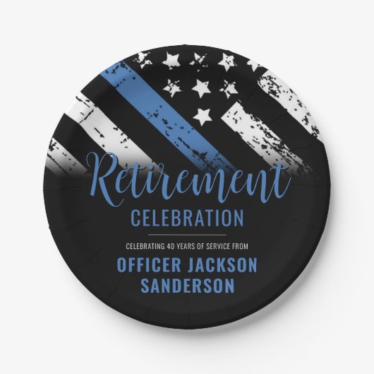Thin Blue Line Law Enforcement Police Retirement Papieren Bordje (Voorkant)