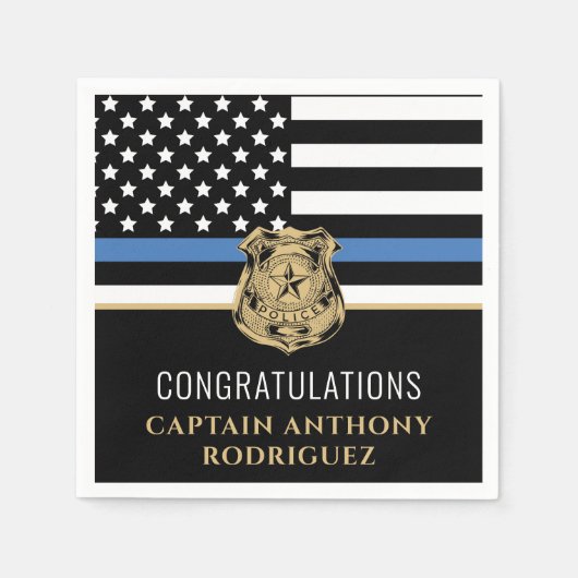 Thin Blue Line Law Enforcement Police Retirement Servet (Voorkant)