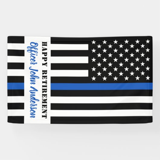 Thin Blue Line Law Enforcement Police Retirement Spandoek (Horizontaal)
