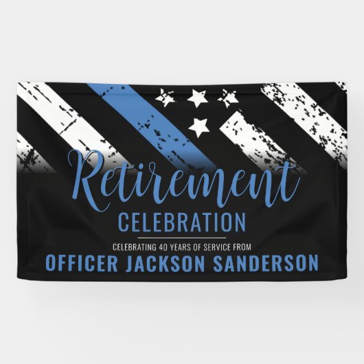Thin Blue Line Law Enforcement Police Retirement Spandoek (Horizontaal)