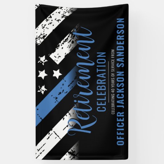 Thin Blue Line Law Enforcement Police Retirement Spandoek (Verticaal)