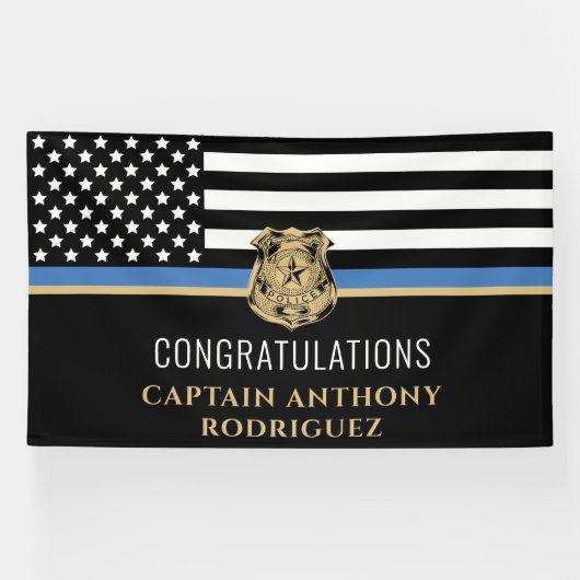 Thin Blue Line Law Enforcement Police Retirement Spandoek (Horizontaal)