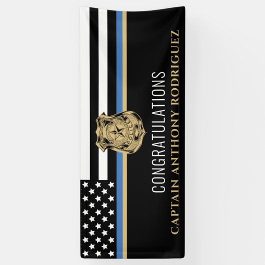 Thin Blue Line Law Enforcement Police Retirement Spandoek (Verticaal)