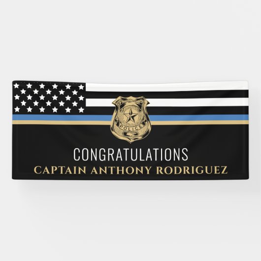 Thin Blue Line Law Enforcement Police Retirement Spandoek (Horizontaal)