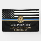 Thin Blue Line Law Enforcement Police Retirement Spandoek (Horizontaal)