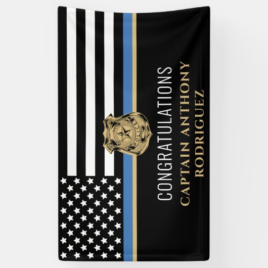 Thin Blue Line Law Enforcement Police Retirement Spandoek (Verticaal)