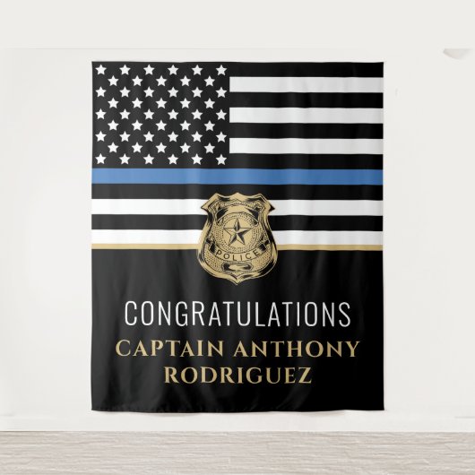 Thin Blue Line Law Enforcement Police Retirement Wandkleed (Voorkant)