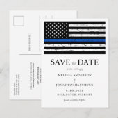 Thin Blue Line Law Enforcement Police Weddenschap Aankondigingskaart (Voorkant / Achterkant)