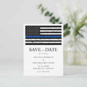 Thin Blue Line Law Enforcement Police Weddenschap Aankondigingskaart (Staand voorkant)