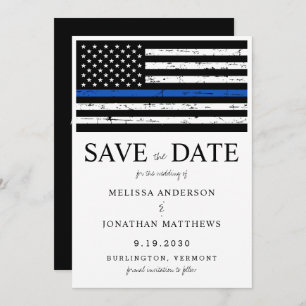 Thin Blue Line Law Enforcement Police Weddenschap Save The Date