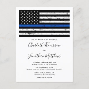 Thin Blue Line Law Enforcement Police Weddenschap Uitnodiging Briefkaart