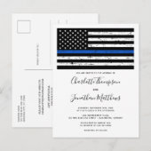 Thin Blue Line Law Enforcement Police Weddenschap Uitnodiging Briefkaart (Voorkant / Achterkant)