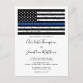Thin Blue Line Law Enforcement Police Weddenschap Uitnodiging Briefkaart (Voorkant)