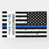 Thin Blue Line Law Enforcement Retirement Police Spandoek (Horizontaal)