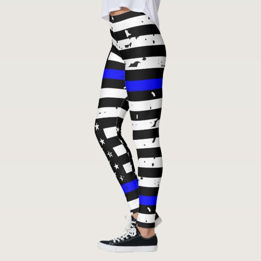 Thin Blue Line Leggings - horizontaal (Links)