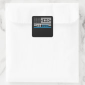 Thin Blue Line LEO Politie Support I Back the Blue Vierkante Sticker (Tas)