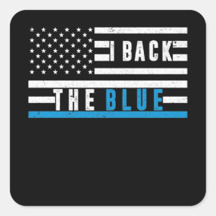 Thin Blue Line LEO Politie Support I Back the Blue Vierkante Sticker