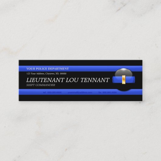 Thin Blue Line Luitenant Custom Visitekaartje (Voorkant)