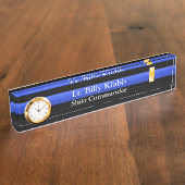 Thin Blue Line - Luitenant Rank Desk Name Bord Naambordje (Zijkant)
