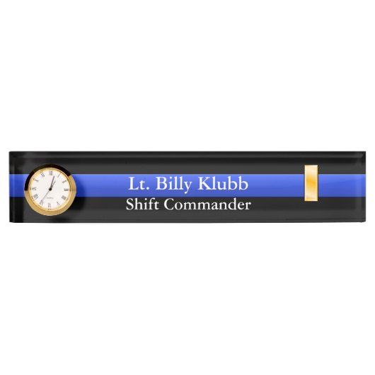 Thin Blue Line - Luitenant Rank Desk Name Bord Naambordje (Voorkant)