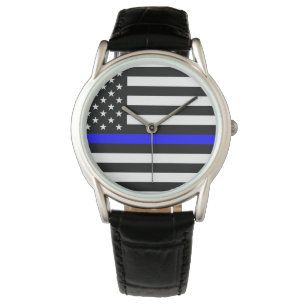 Thin Blue Line Mannen Polshorloge - Steun de polit Horloge