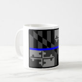 THIN BLUE LINE MARYLAND STATE FLAG COFFEE MOK (Voorkant links)