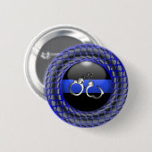 Thin Blue Line Medallion met handboeien Ronde Button 5,7 Cm (Voorkant /achterkant)