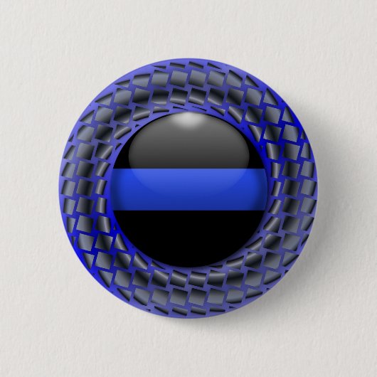 Thin Blue Line Medallion Ronde Button 5,7 Cm (Voorkant)