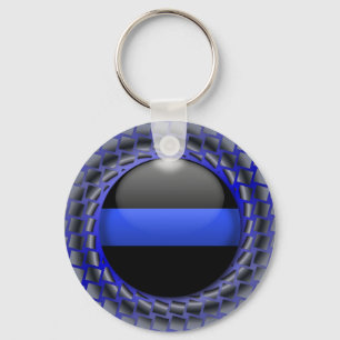 Thin Blue Line Medallion Sleutelhanger