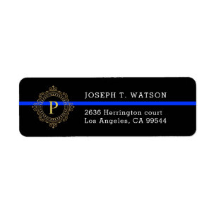 Thin Blue Line Monogram Adres Etiket