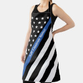 Thin Blue Line Monogram vlag Long Apron Schort (Insitu)