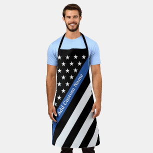 Thin Blue Line Monogram vlag Long Apron Schort