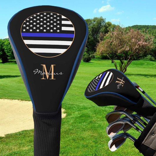 Thin Blue Line Monogrammed & Golf USA vlag Golfheadcover