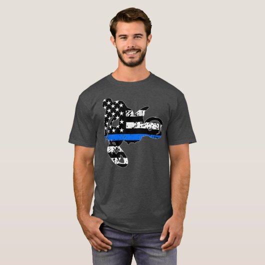 Thin blue line motocross motorraceagent t-shirt (Voorkant volledig)