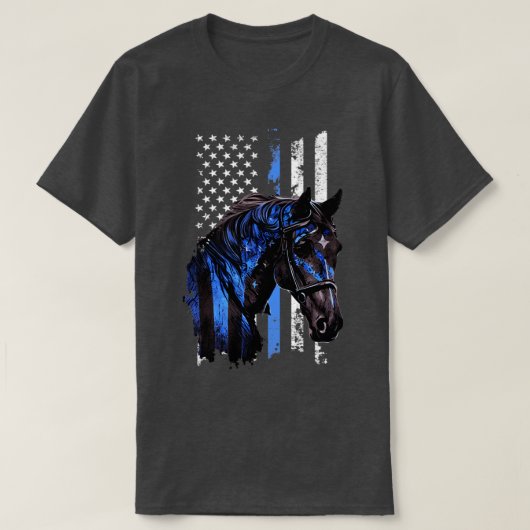 Thin Blue Line-mounted Patrol Patriotic Police T-shirt (Design voorkant)
