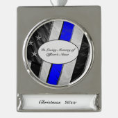 Thin Blue Line of Duty Fallen Officer Memorial Verzilverd Banner Ornament (Voorkant)