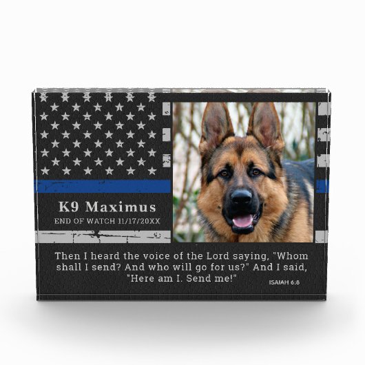 Thin Blue Line Officer K9 Memorial Fotoblokken (Voorkant)