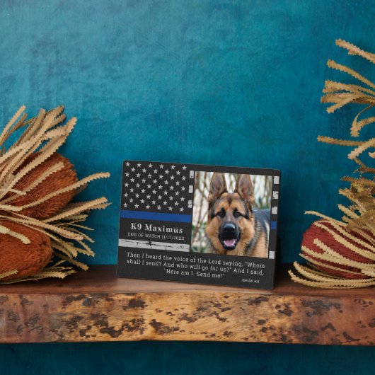 Thin Blue Line Officer K9 Memorial Fotoplaat (Zijkant)