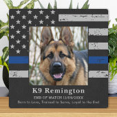 Thin Blue Line Officer K9 Memorial Fotoplaat