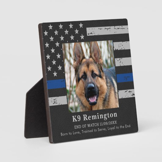 Thin Blue Line Officer K9 Memorial Fotoplaat (Voorkant)
