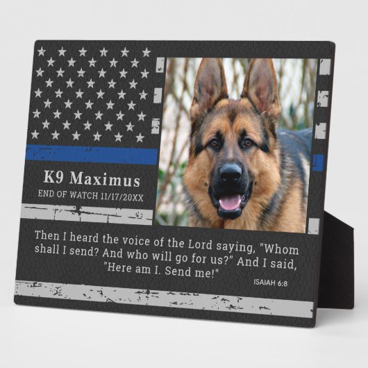 Thin Blue Line Officer K9 Memorial Fotoplaat (Zijkant)