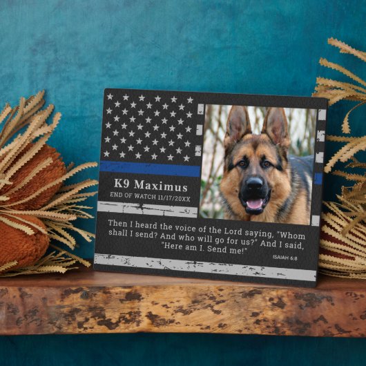 Thin Blue Line Officer K9 Memorial Fotoplaat (Zijkant)