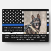 Thin Blue Line Officer K9 Memorial Fotoplaat (voorkant)