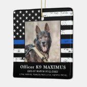 Thin Blue Line Officer K9 Memorial Keramisch Ornament (Links)