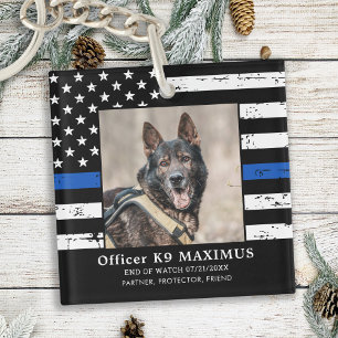 Thin Blue Line Officer K9 Politie Memorial Sleutelhanger