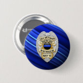 Thin Blue Line - Officers Memorial Badge Ronde Button 5,7 Cm (Voorkant /achterkant)