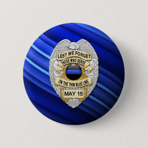 Thin Blue Line - Officers Memorial Badge Ronde Button 5,7 Cm