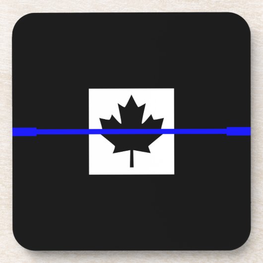 Thin Blue Line on Canadian Flag Decor Drankjes Onderzetter (Voorkant)